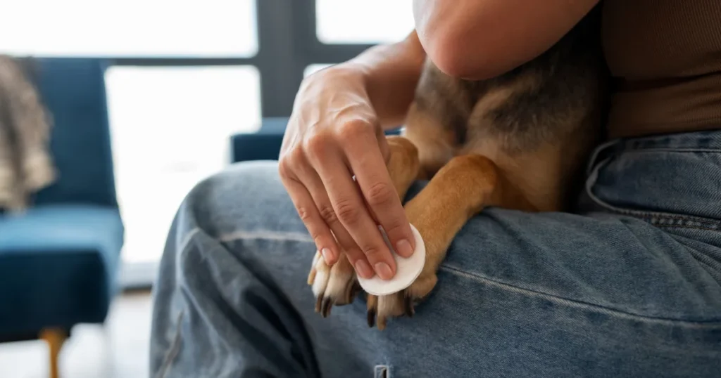 why do dogs lick their paws